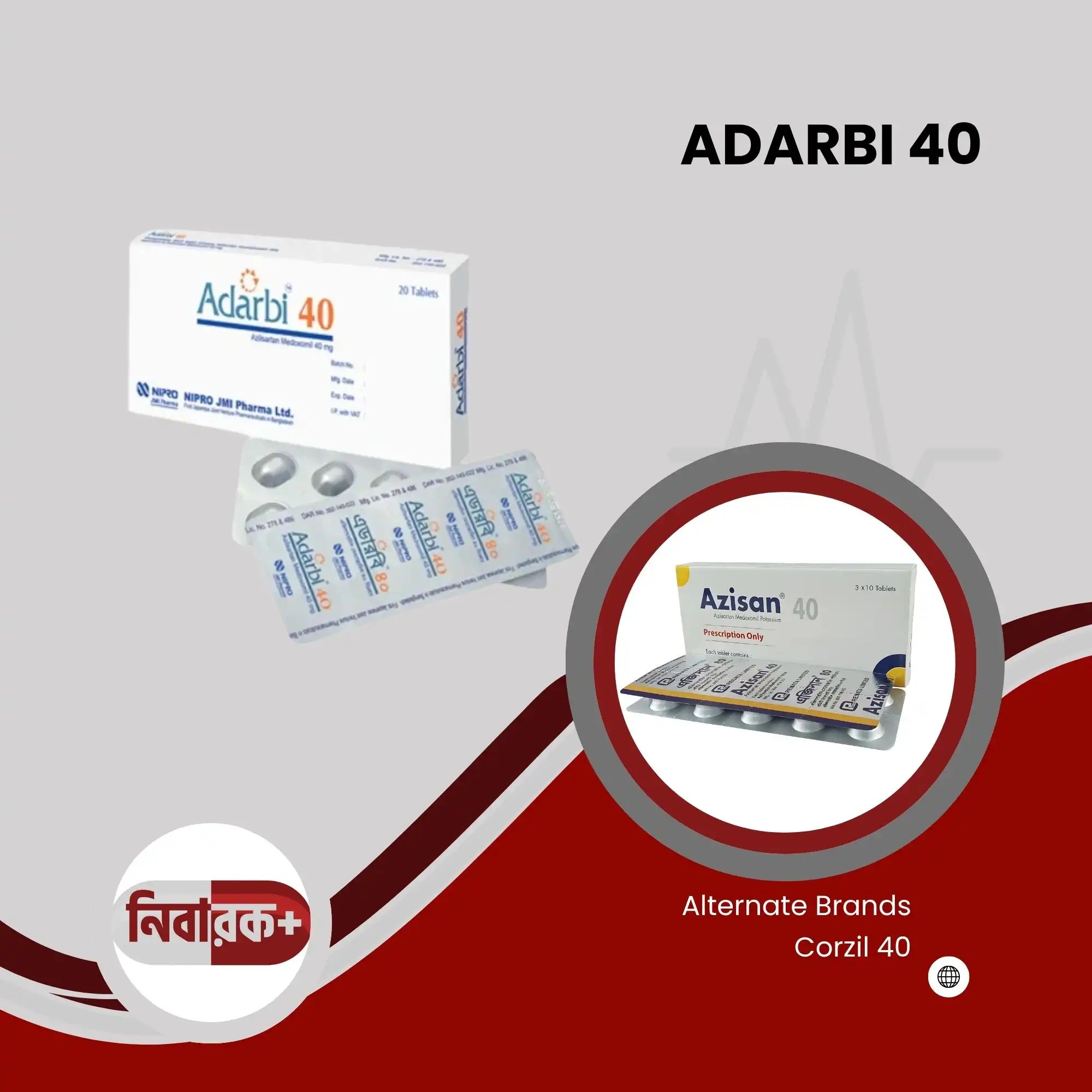 Adarbi 40 mg tablet blister pack